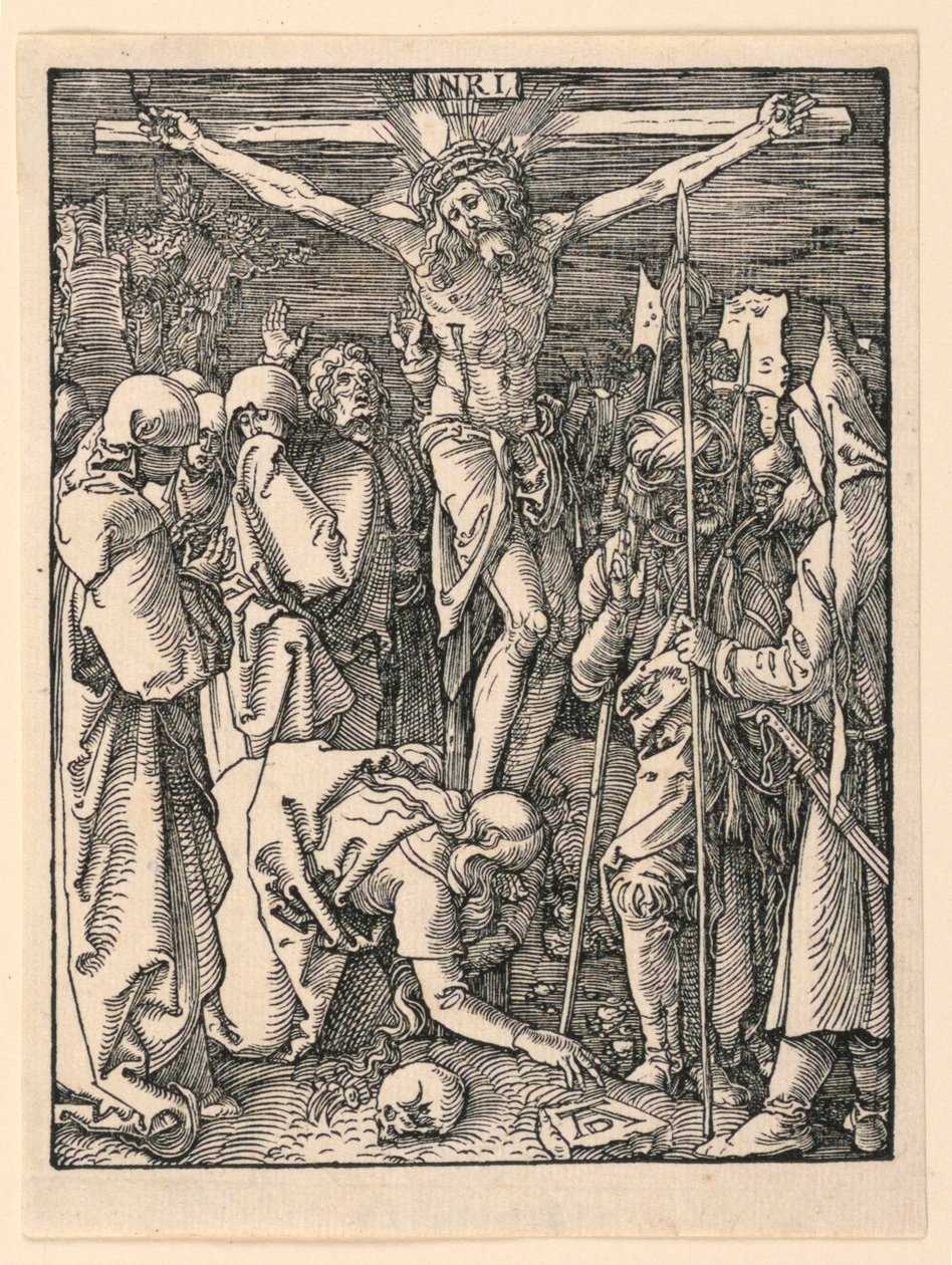 Krisztus a kereszten (A keresztre feszítés), A kis szenvedély sorozatból alkotó: Albrecht Dürer