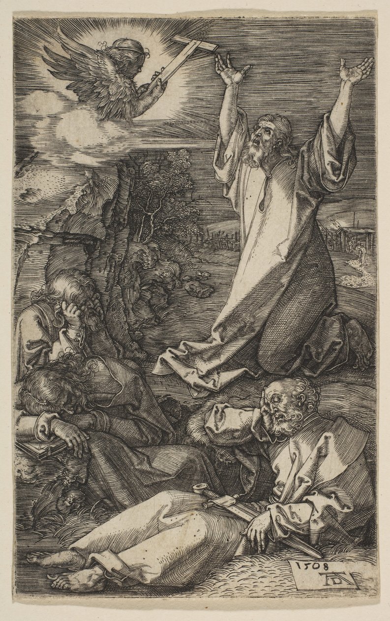 Krisztus az Olajfák hegyén, A szenvedésből, 1508. alkotó: Albrecht Dürer