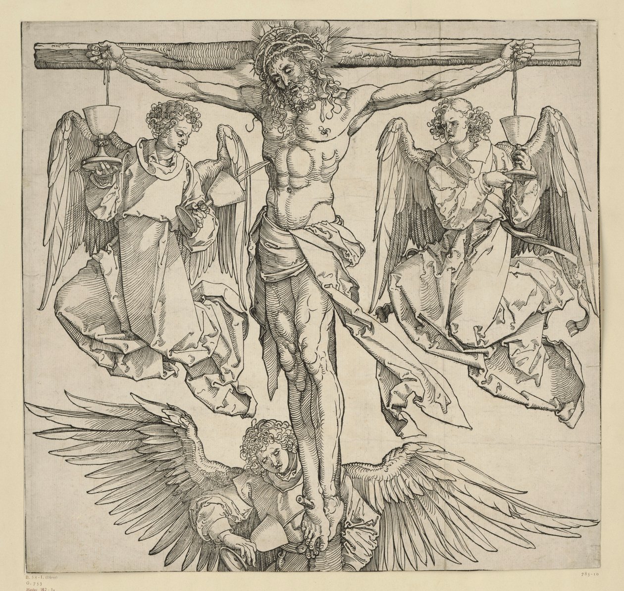 Krisztus a kereszten három angyallal alkotó: Albrecht Dürer