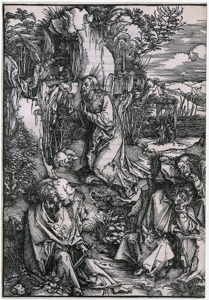 Krisztus az Olajfák hegyén, a „Nagy passió” 3. lapja alkotó: Albrecht Dürer