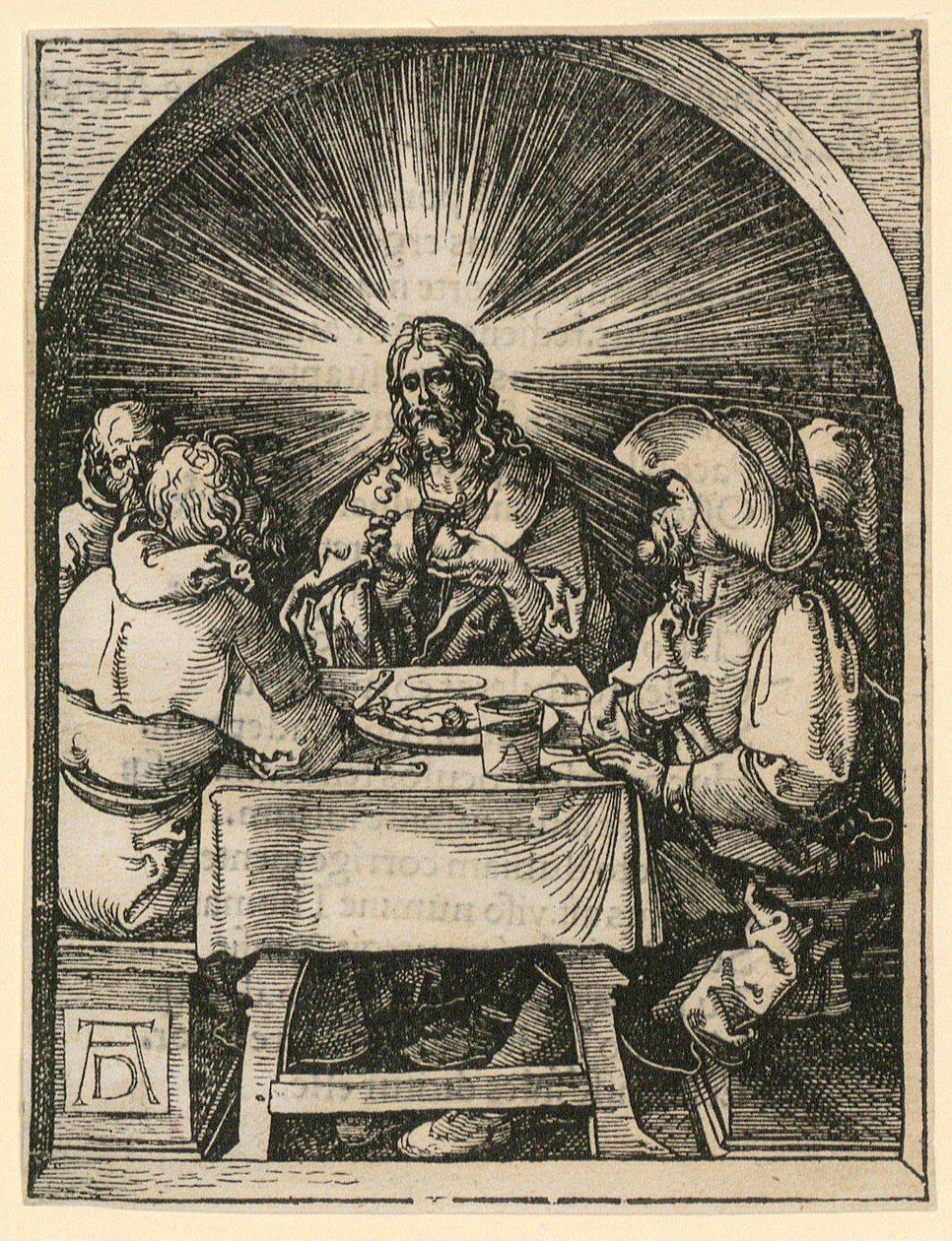 Krisztus Emmauszban, a „Kis fametszetes passió” 33. lapja alkotó: Albrecht Dürer