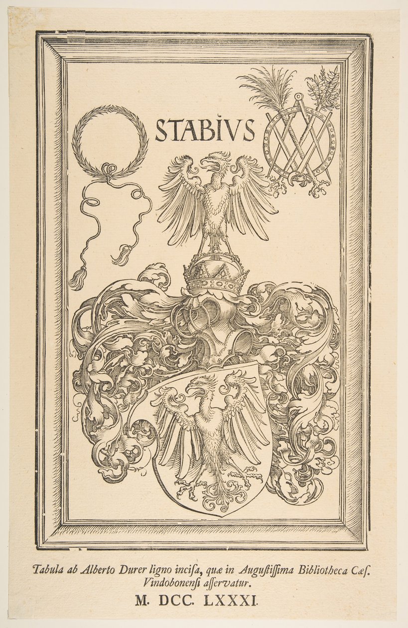 Johan Stabius címere, 1781.n.d. kiadás. alkotó: Albrecht Dürer