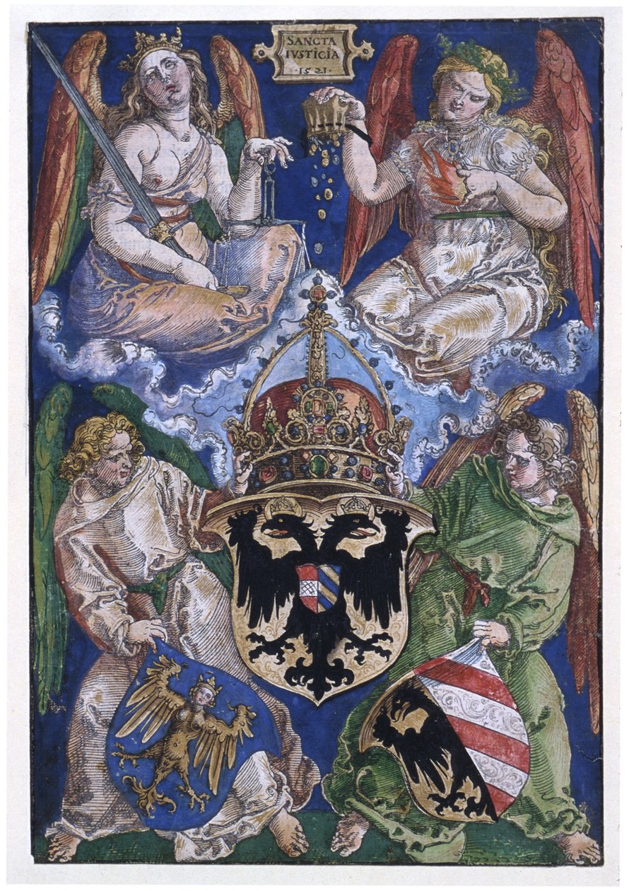 A Német Birodalom és Nürnberg város címere alkotó: Albrecht Dürer