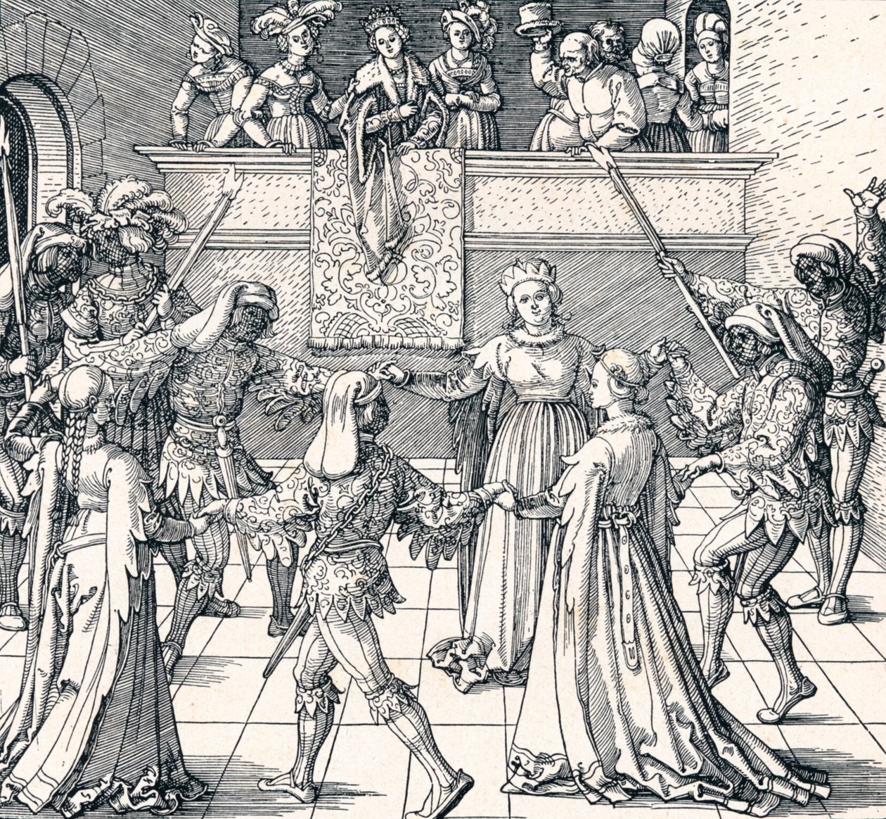 Fáklyafényes tánc, Augsburg, 1516, 1906 alkotó: Albrecht Dürer