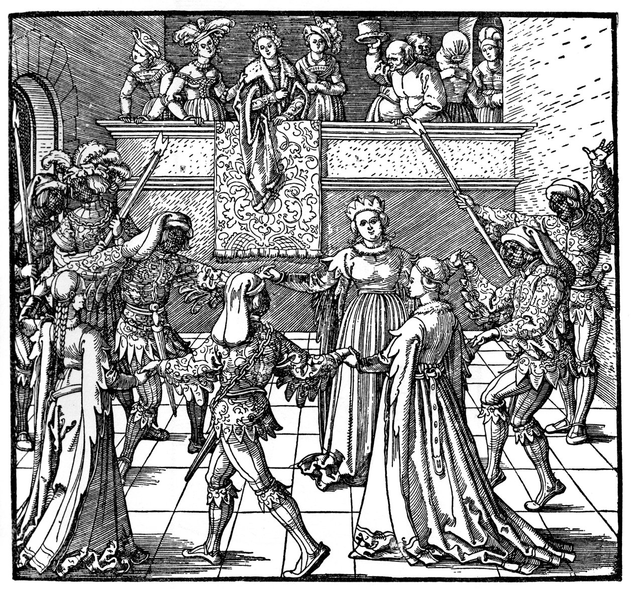 Fáklyafényes tánc, Augsburg, 1516, 1936 alkotó: Albrecht Dürer