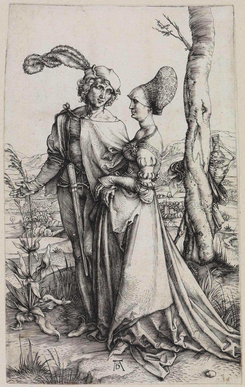 A szerelmespár és a halál (A séta) alkotó: Albrecht Dürer