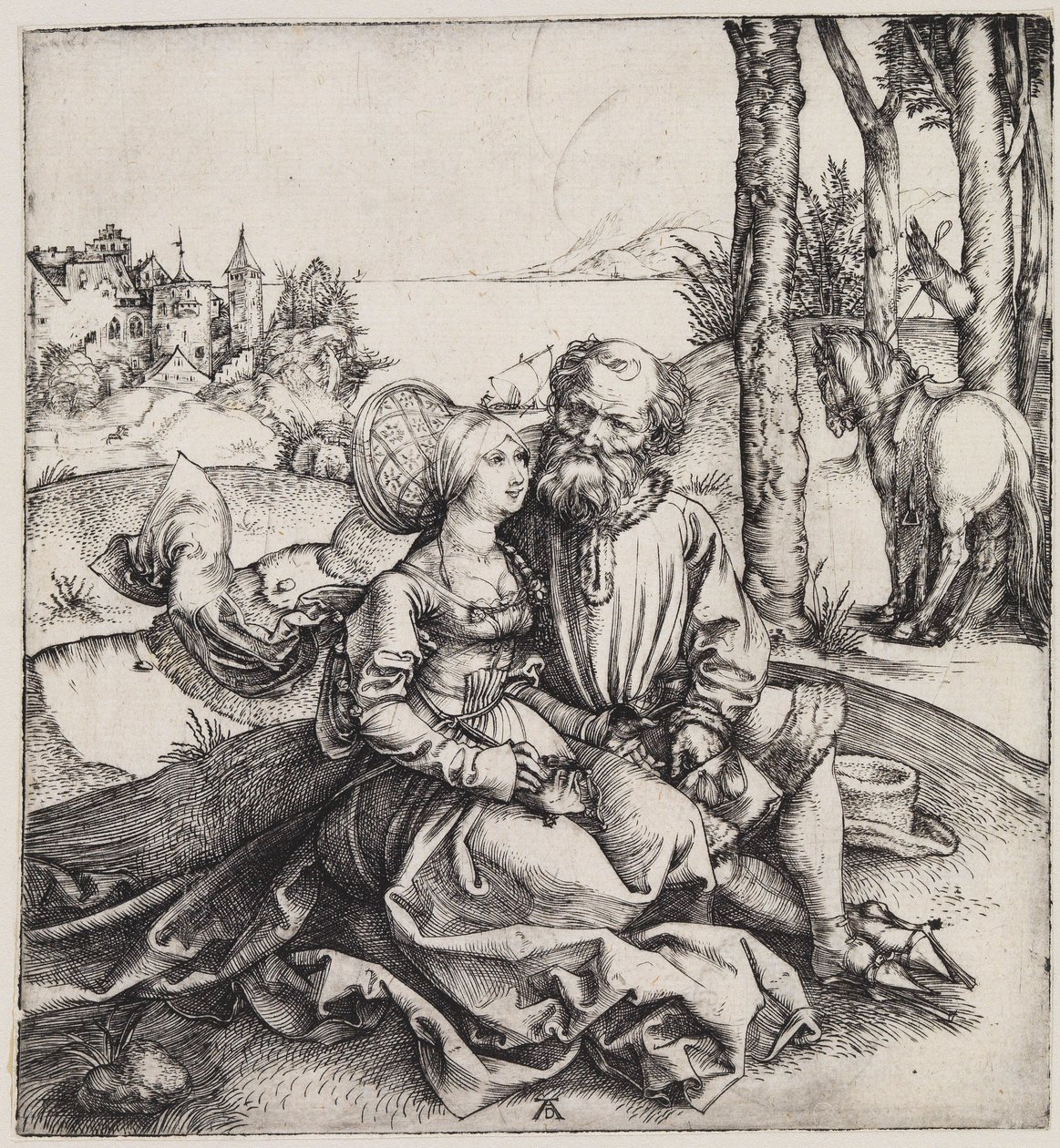 Az egyenlőtlen pár (Leánykérés) alkotó: Albrecht Dürer