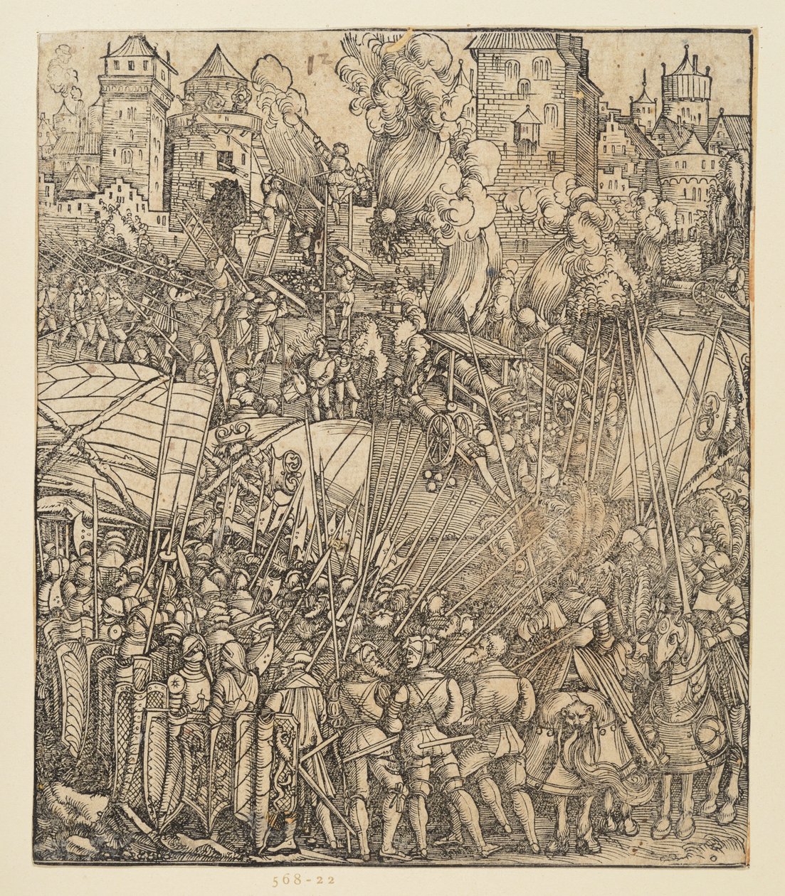 I. Miksa császár diadalíve (24b töredéke): A csatajelenet bal felül alkotó: Albrecht Dürer
