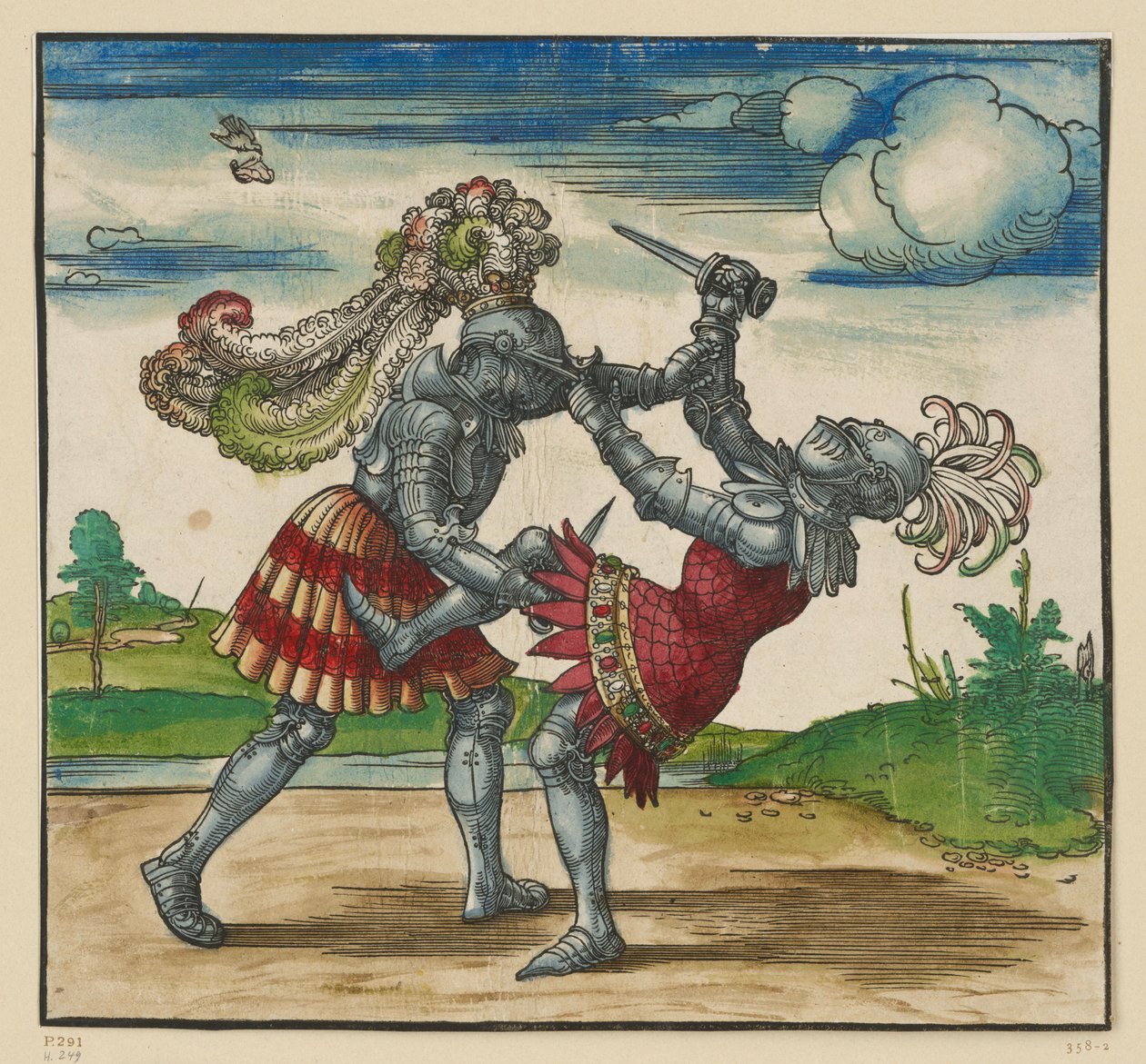 Párbaj gyalogosan (Freydal-fametszetek) alkotó: Albrecht Dürer