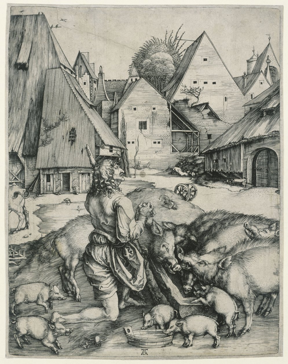 A tékozló fiú disznókat őriz alkotó: Albrecht Dürer