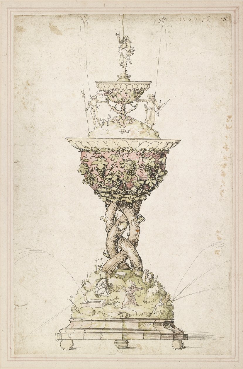 Tervezés asztali szökőkúthoz, 1509 alkotó: Albrecht Dürer