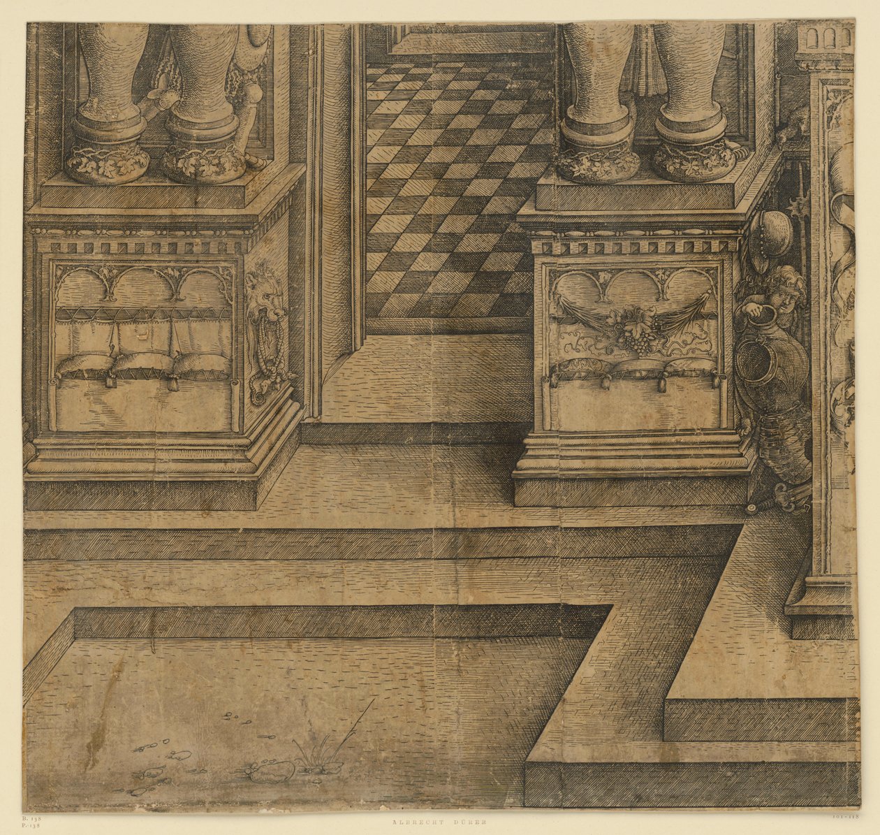 I. Miksa császár diadalkapuja (10): A bal oldali kapuzat talapzatai alkotó: Albrecht Dürer