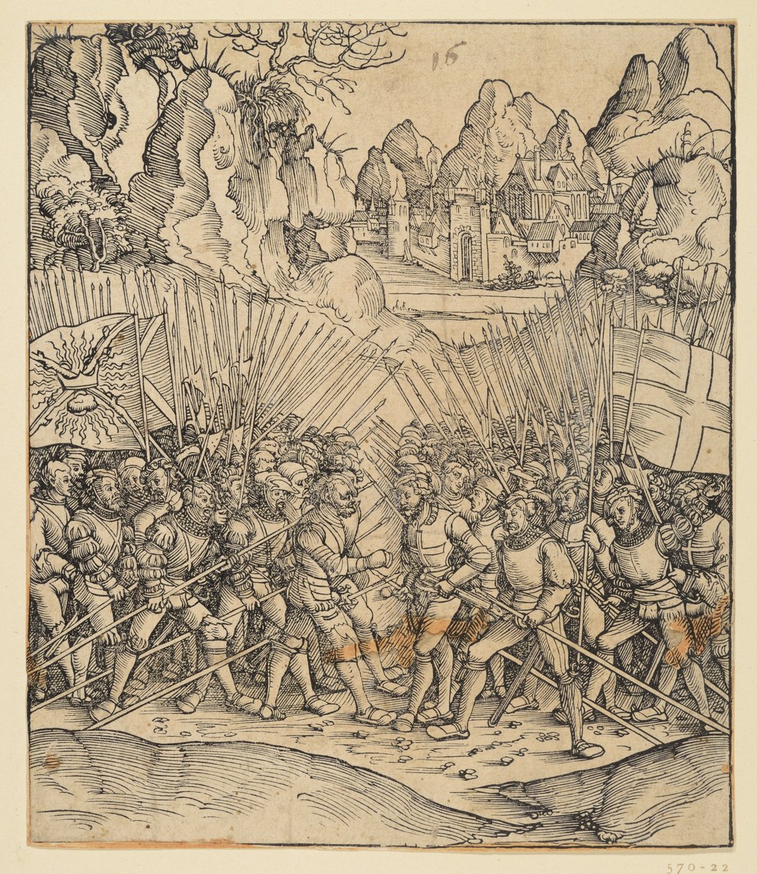 I. Miksa császár diadalkapuja (24b töredéke): A csatajelenet bal alul alkotó: Albrecht Dürer