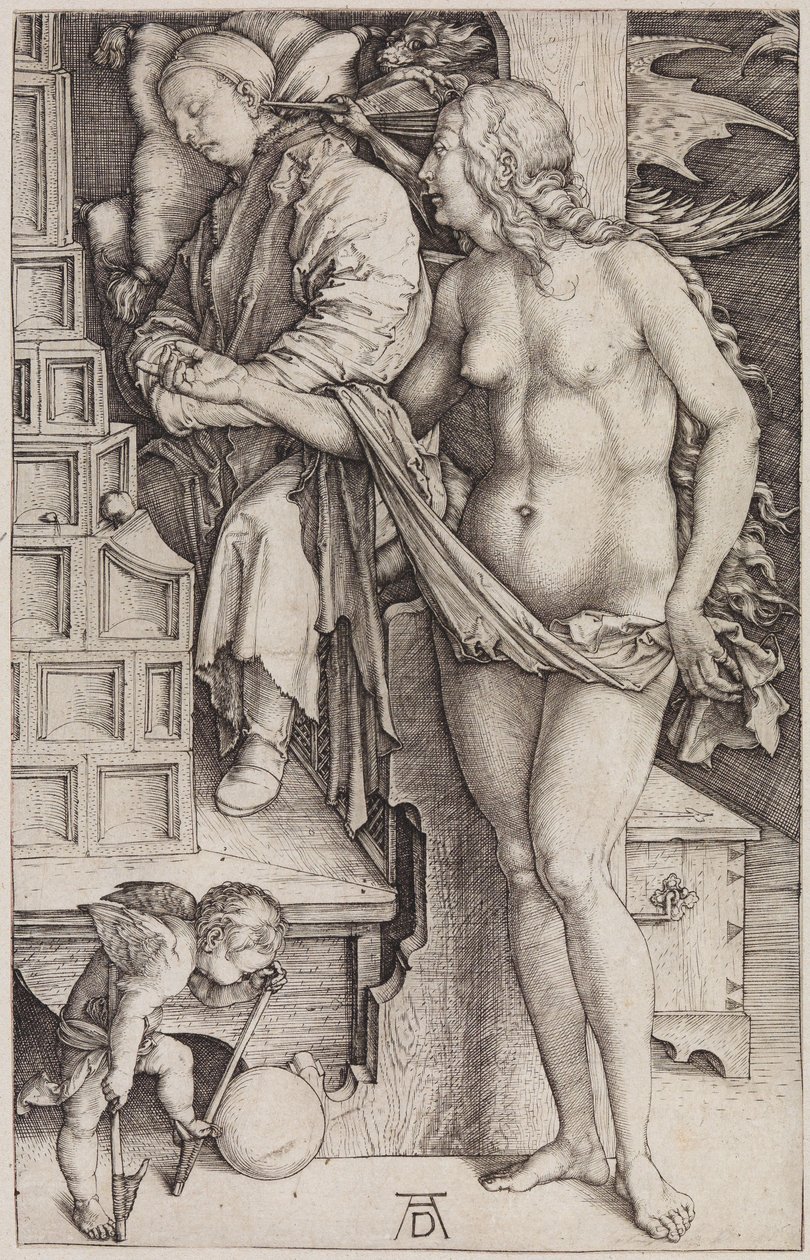 A tétlen ember kísértése (A doktor álma) alkotó: Albrecht Dürer