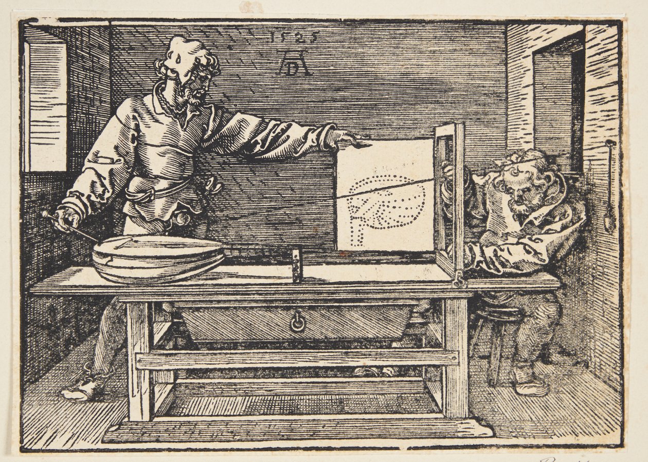 Rajzoló lantot rajzol alkotó: Albrecht Dürer