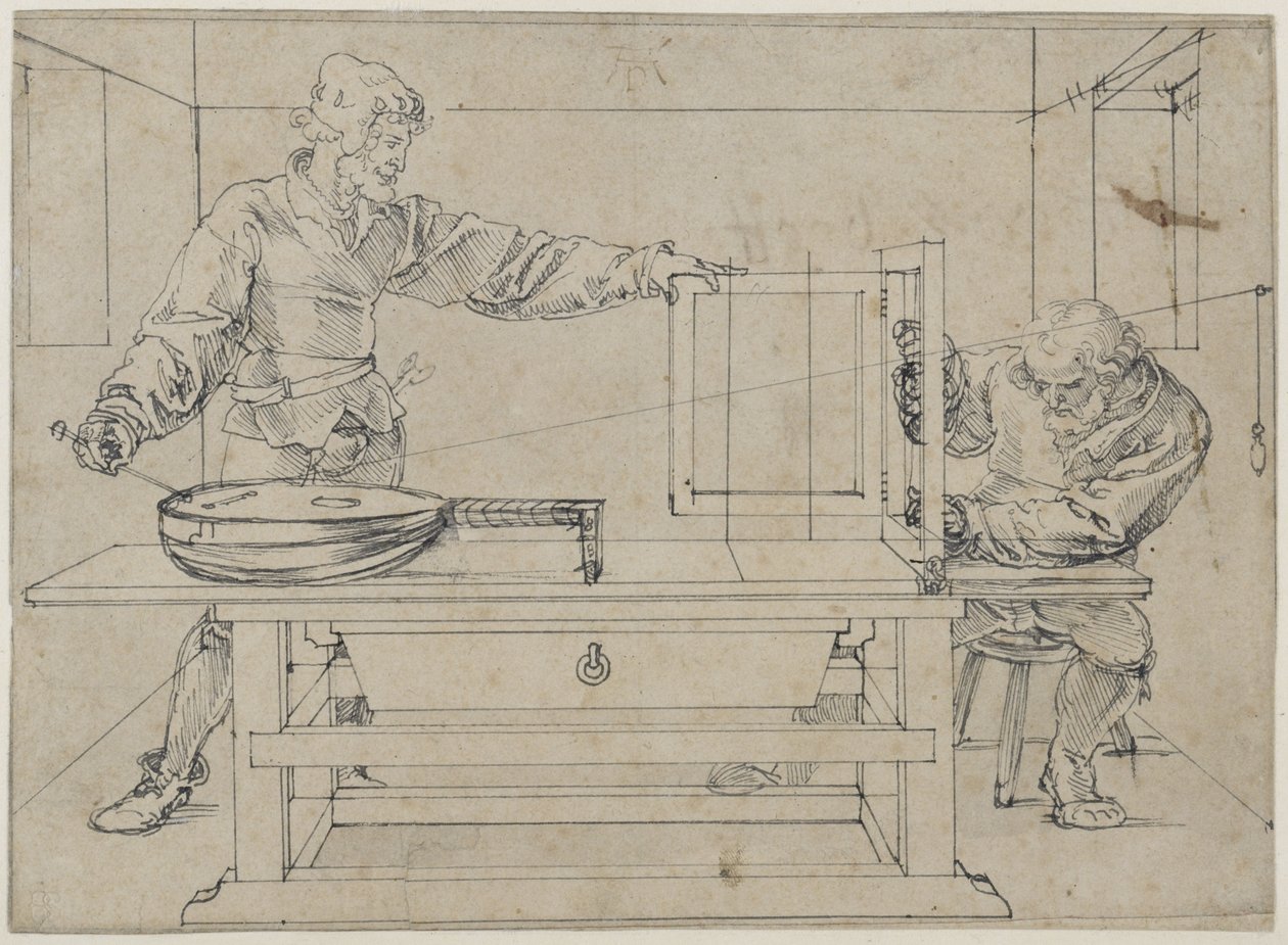 Egy férfi, aki egy lantot céloz alkotó: Albrecht Dürer