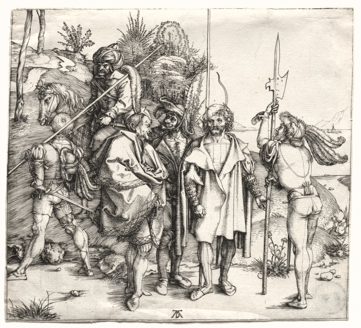 Öt katona és egy török lóháton alkotó: Albrecht Dürer