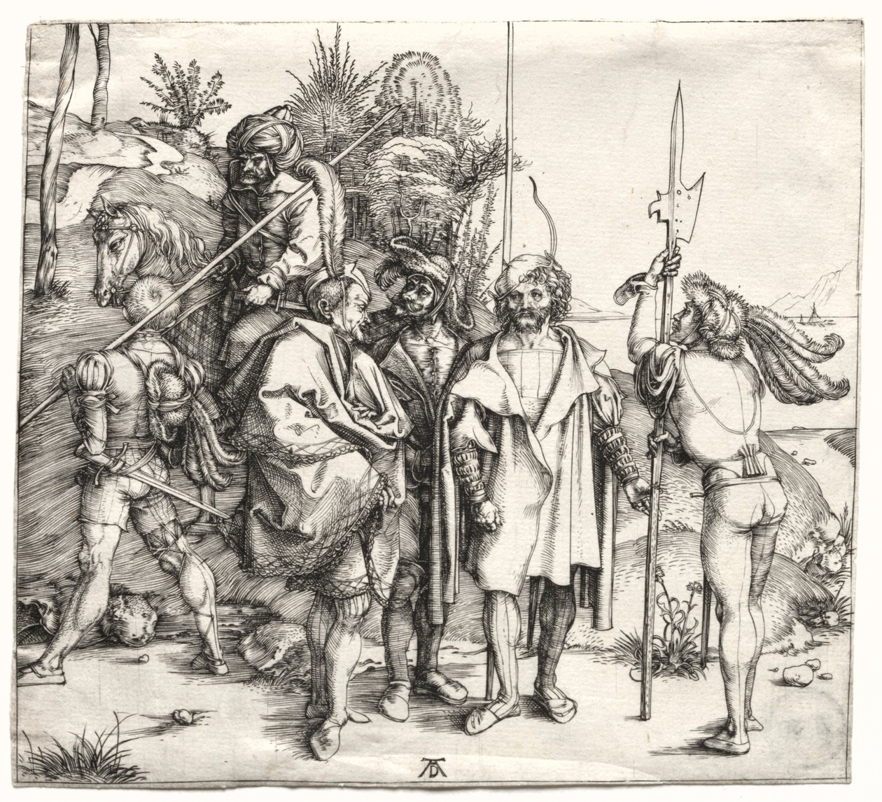 Öt katona és egy török lóháton, valószínűleg 1496-ban. alkotó: Albrecht Dürer