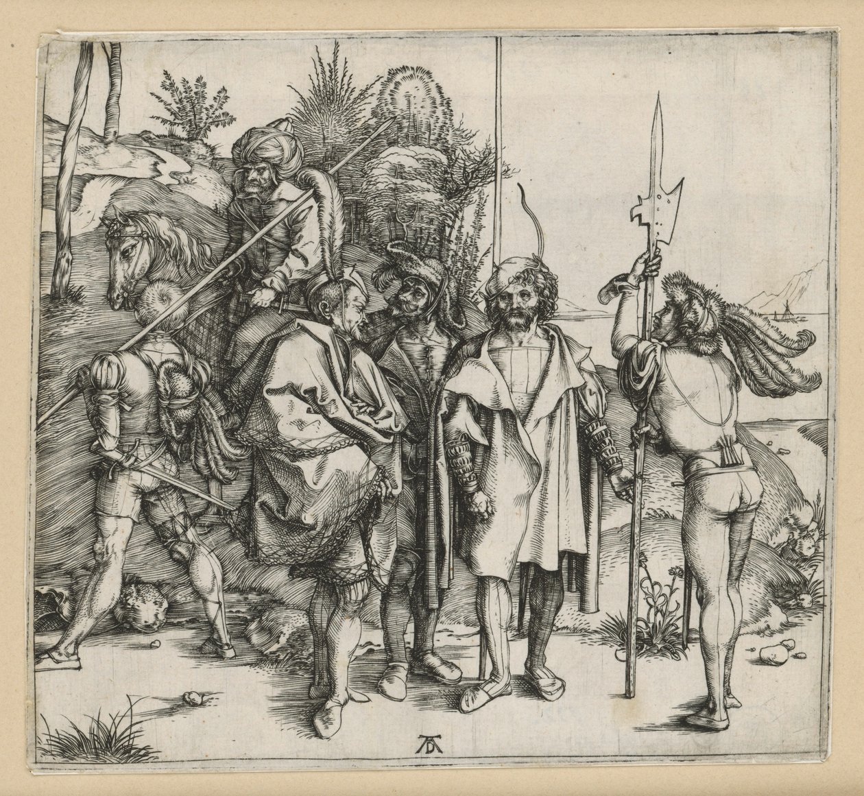 Öt katona és egy török egy lovon alkotó: Albrecht Dürer