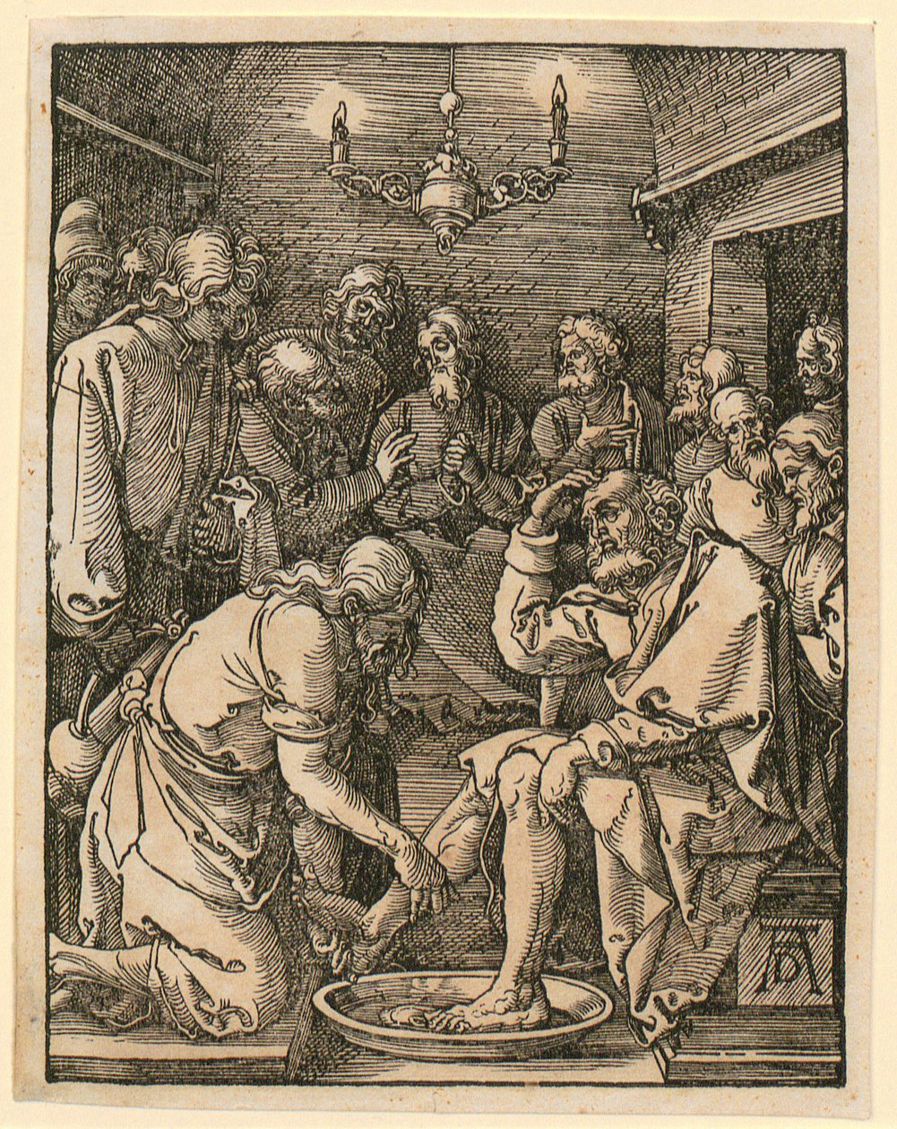 Lábmosás, a „Kis fametszetes passió” sorozat 10. táblája alkotó: Albrecht Dürer