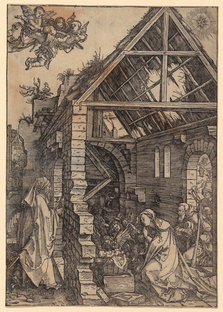 Krisztus születése, a „Mária élete” sorozat 10. lapja alkotó: Albrecht Dürer