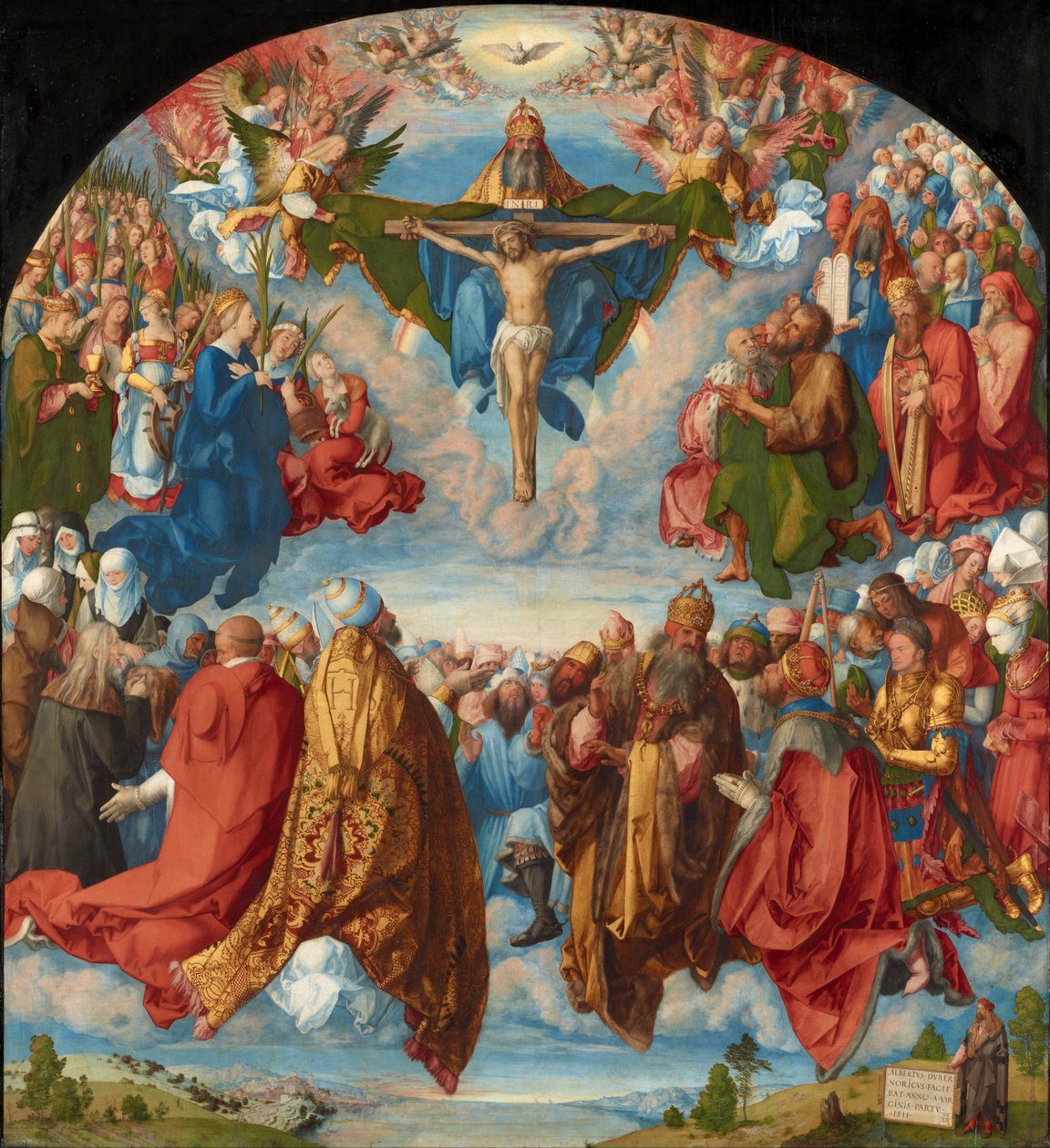 Német: Allerheiligenbild ("Landauer Altar") A Szentháromság imádása alkotó: Albrecht Dürer