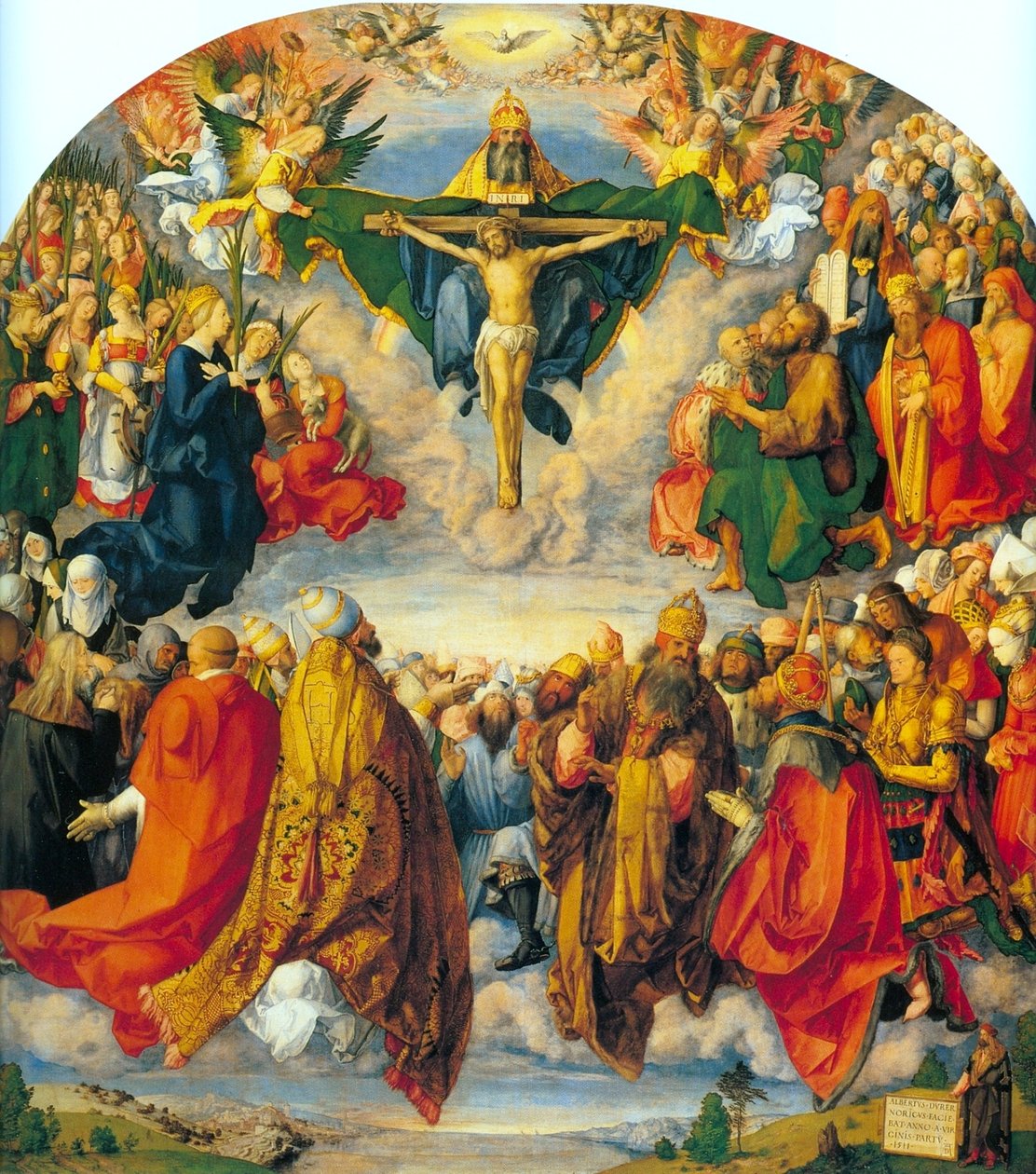 Német: Allerheiligenbild ("Landauer Altar") A Szentháromság imádása alkotó: Albrecht Dürer