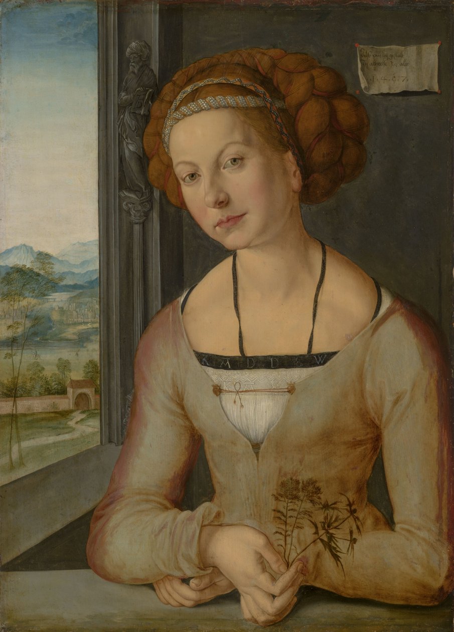 Német: Az úgynevezett Fürlegerin portréja fonott hajjal Katharina Frey vagy Fürleger portréja alkotó: Albrecht Dürer