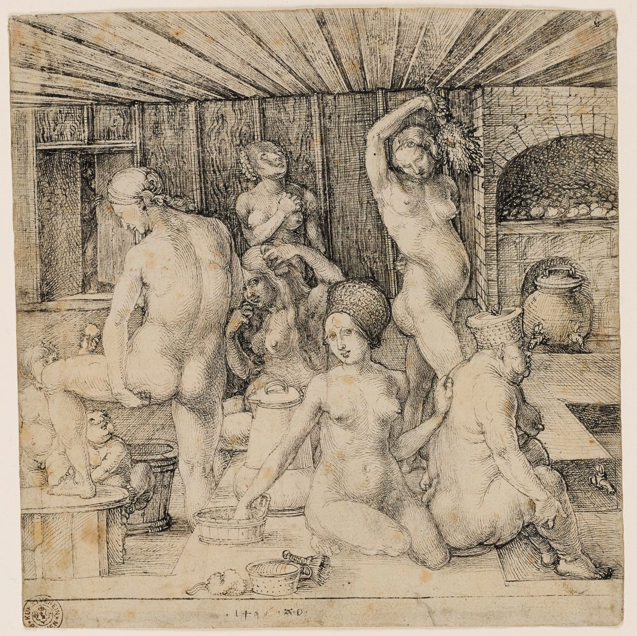 Német: Frauenbad női fürdő alkotó: Albrecht Dürer