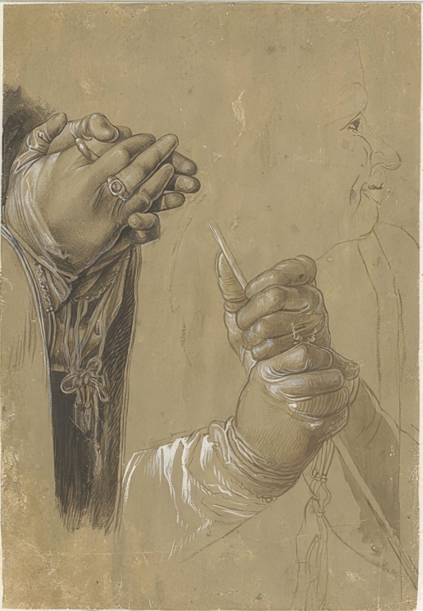 Kéz és fej profilban alkotó: Albrecht Dürer