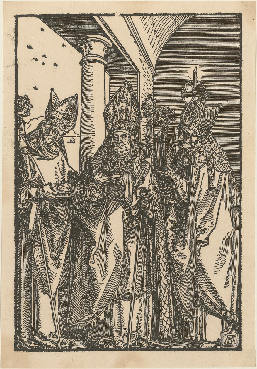 Szent Miklós, Ulrik és Erasmus püspökök alkotó: Albrecht Dürer
