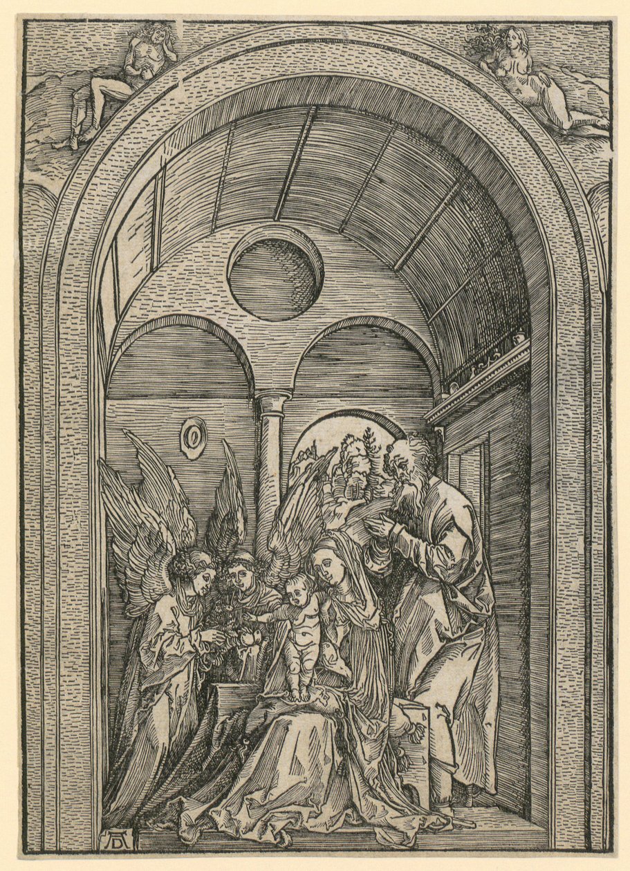 Szent család két angyallal a boltozatban alkotó: Albrecht Dürer