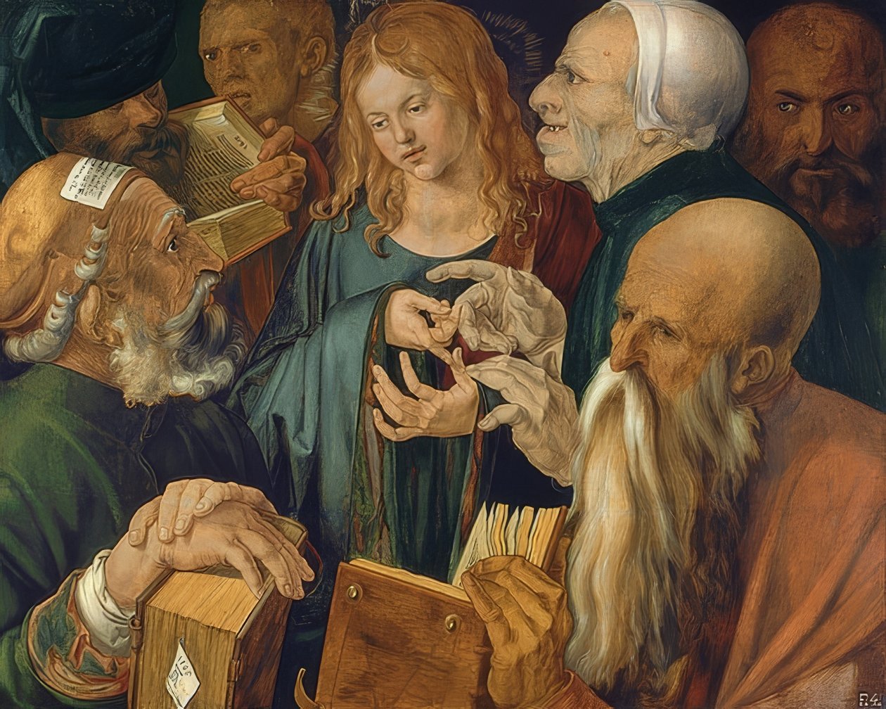 Jézus az írástudók között. 1506 alkotó: Albrecht Dürer