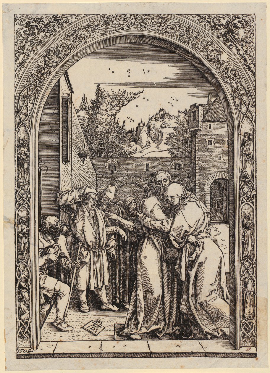 Joachim és Anna az Aranykapu alatt, a „Mária élete” sorozat 4. lapja alkotó: Albrecht Dürer