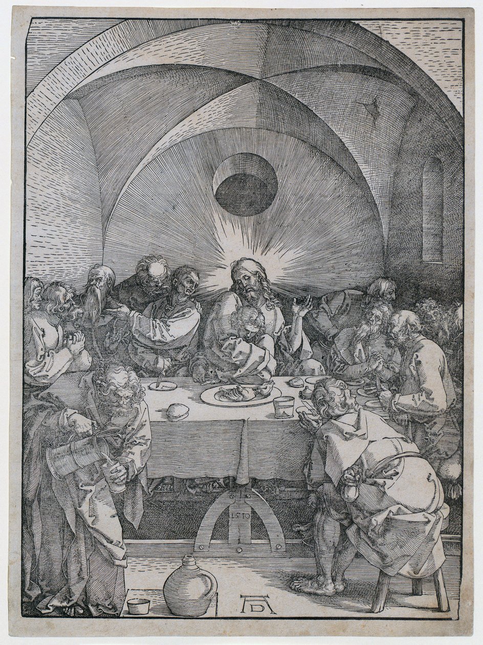 Az utolsó vacsora, a „A nagy passió” című sorozat 2. lapja alkotó: Albrecht Dürer