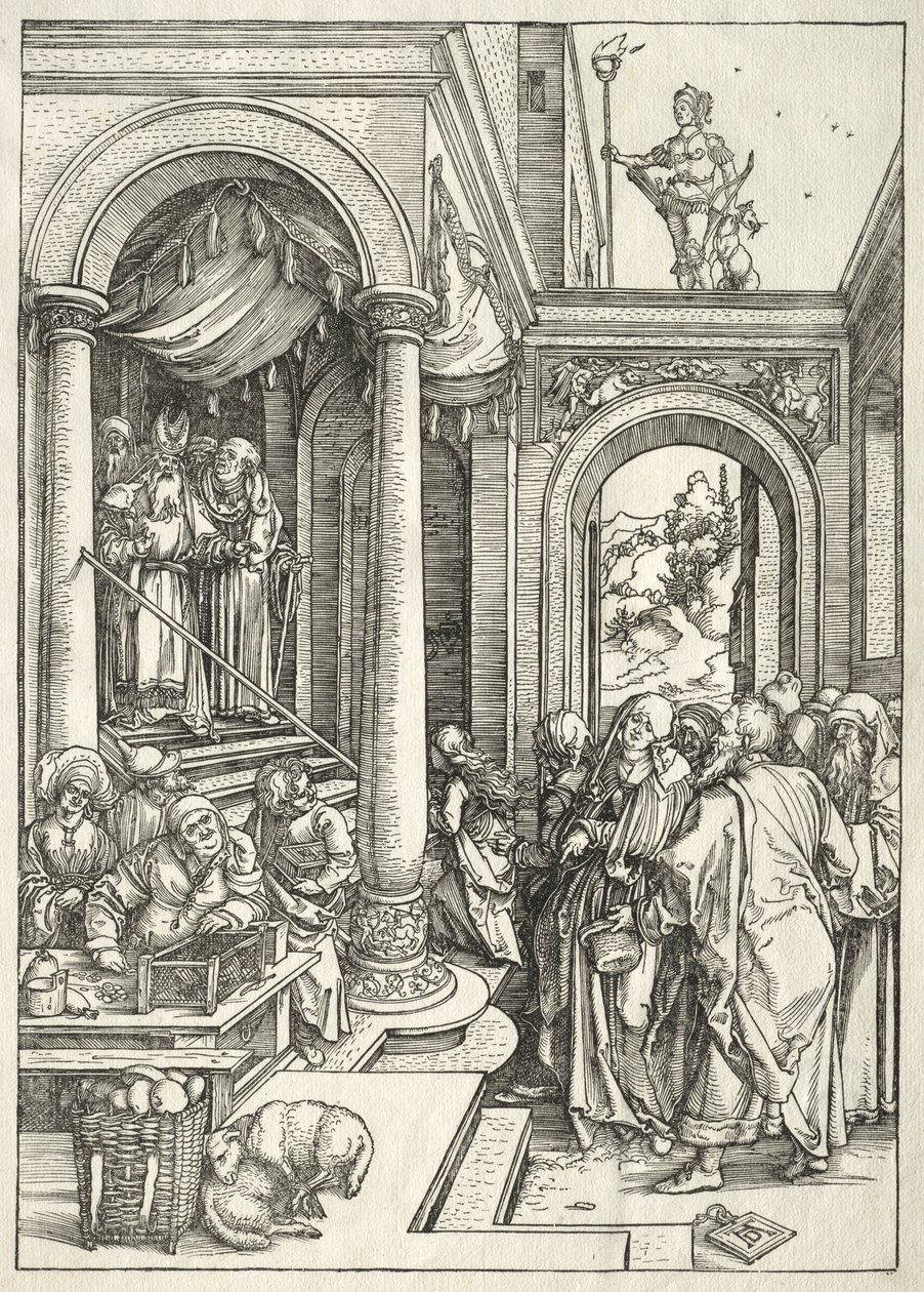 A Szűz élete: A Fiatal Szűz bemutatása a templomban alkotó: Albrecht Dürer
