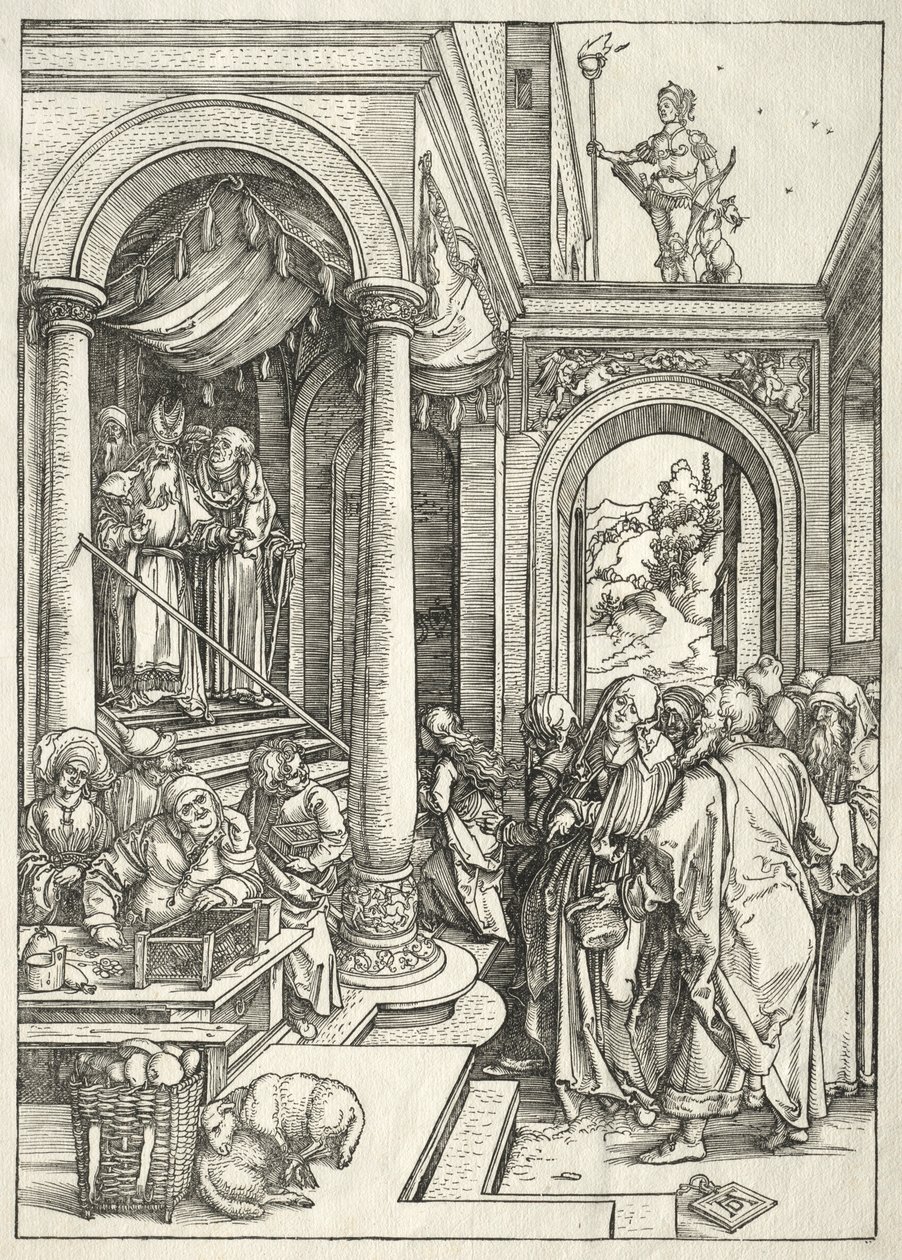 A Szűz élete: Az ifjú szűz bemutatása a templomban, 1504-1505. alkotó: Albrecht Dürer