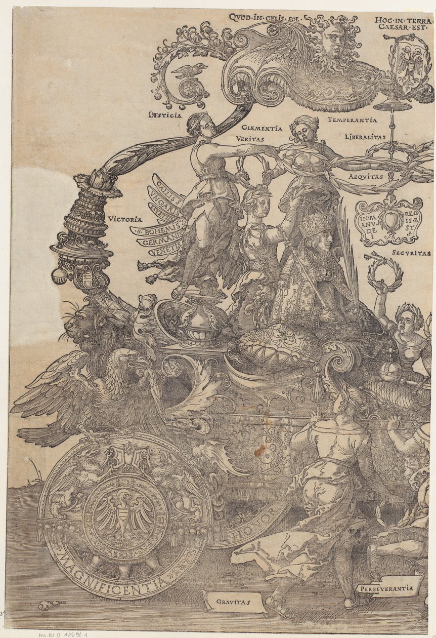A diadalkocsi bal fele, „A nagy diadalkocsi” sorozat 1. lapja alkotó: Albrecht Dürer