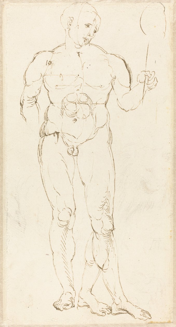 Férfi akt tükröt tartva [recto] alkotó: Albrecht Dürer