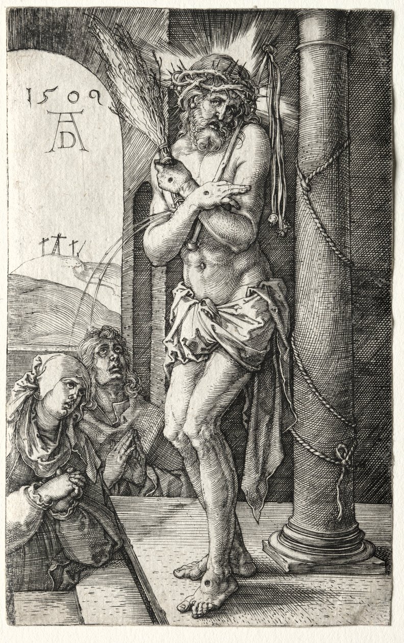 Fájdalmak embere az oszlop mellett, 1509. alkotó: Albrecht Dürer