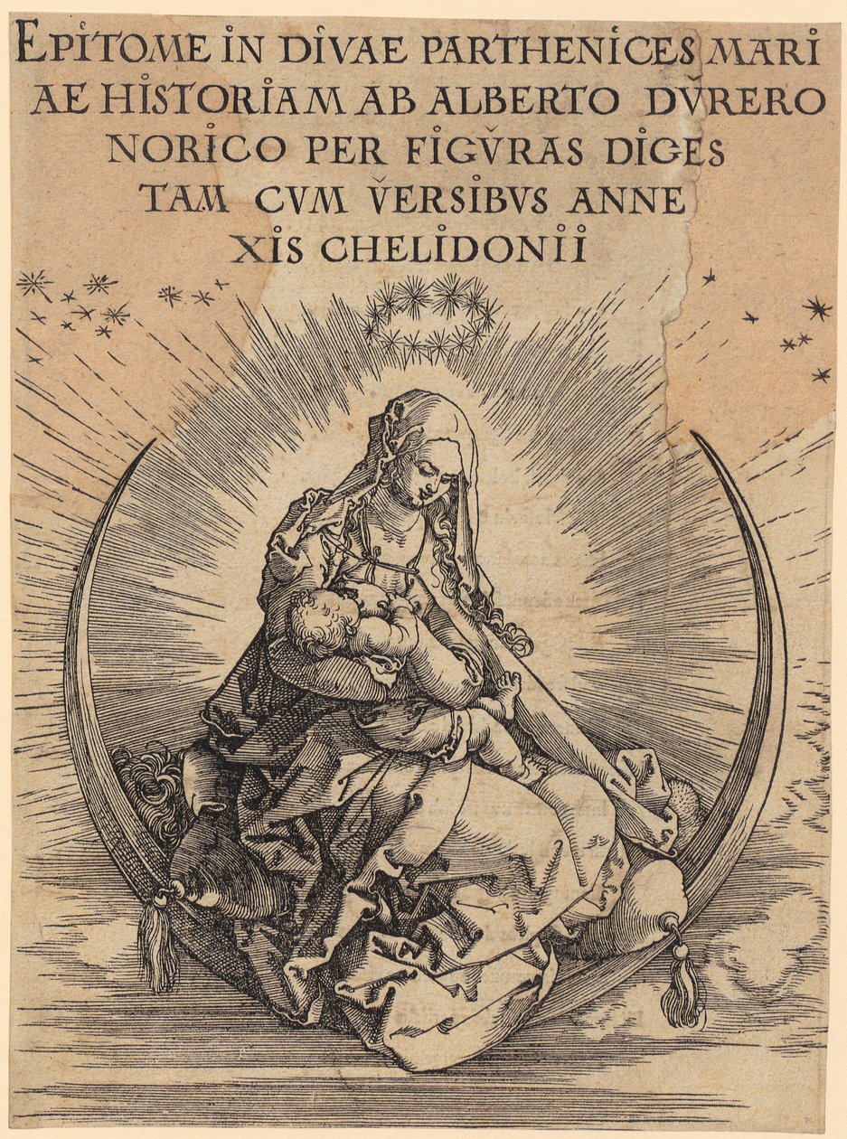 Mária a félholdon, az „Mária élete” sorozat 1. lapja alkotó: Albrecht Dürer