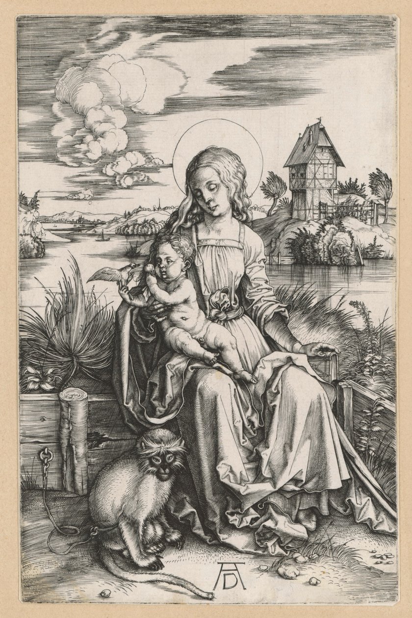 Mária a Gyermekkel és a tengeri majommal alkotó: Albrecht Dürer