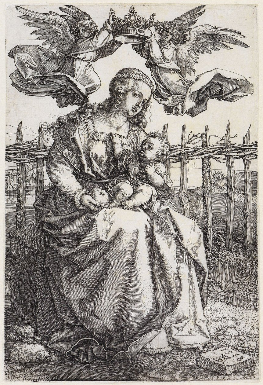 Mária a gyermekkel, két angyal által megkoronázva alkotó: Albrecht Dürer