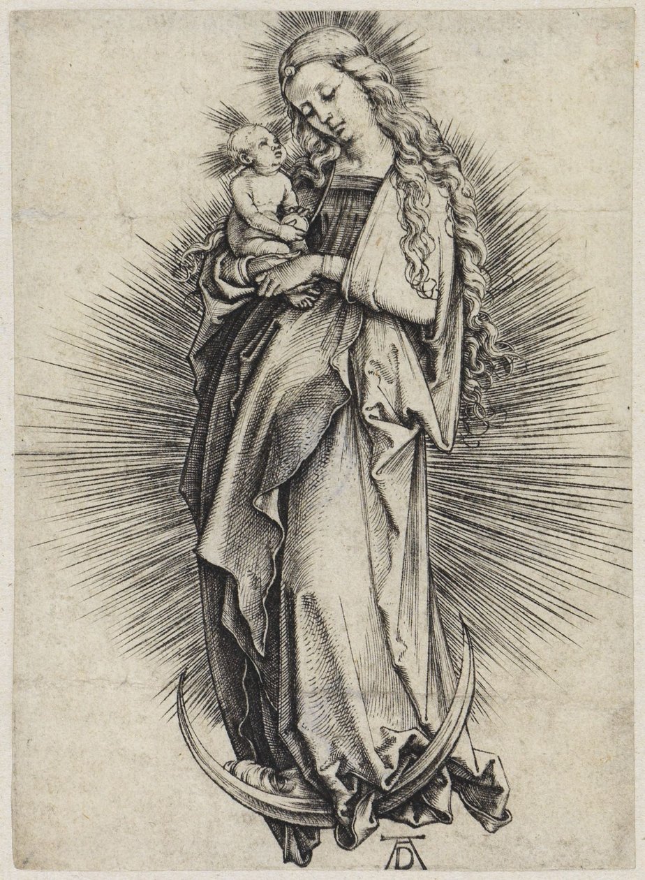 Hosszú hajú Mária a holdsarlón alkotó: Albrecht Dürer