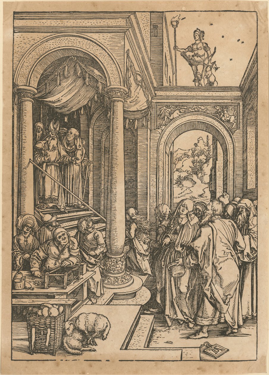 Mária templomba menetele, a „Mária élete” sorozat 6. lapja alkotó: Albrecht Dürer