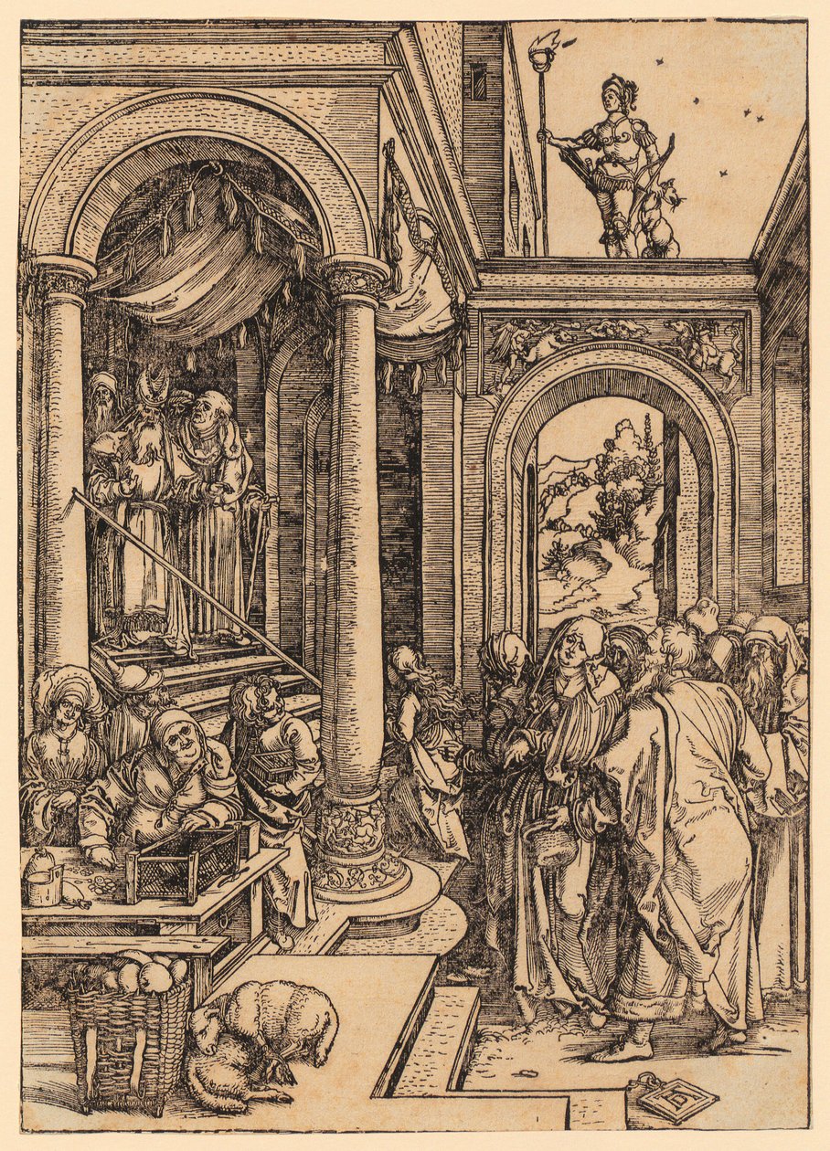 Mária templomba menetele, a „Mária élete” sorozat 6. lapja alkotó: Albrecht Dürer