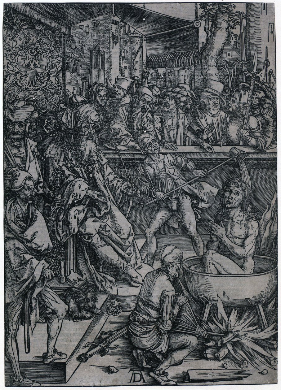 János evangélista vértanúsága, 2. lap  „Az Apokalipszis” sorozatból alkotó: Albrecht Dürer