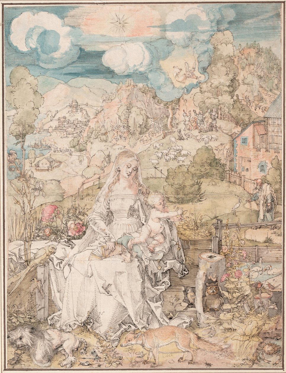 Mária az állatok sokasága között, 1503 körül alkotó: Albrecht Dürer
