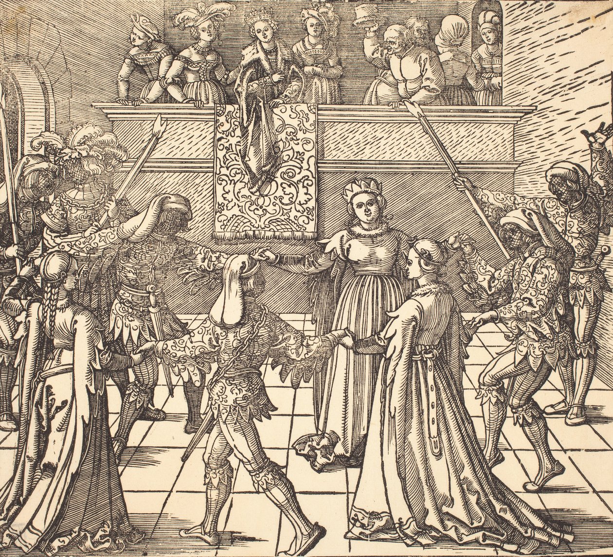 Álarcos tánc fáklyákkal, c. 1516. alkotó: Albrecht Dürer