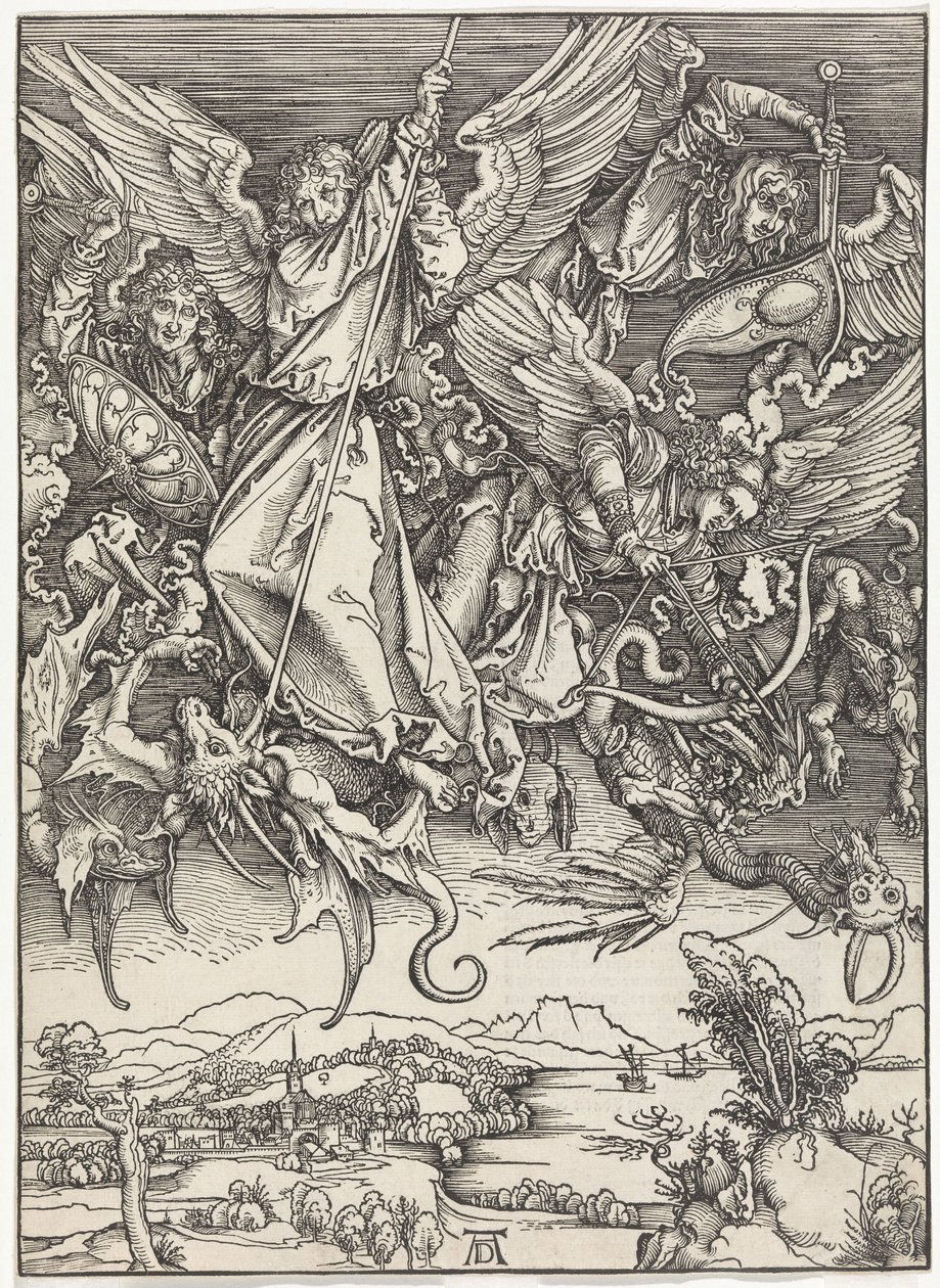 Mihály harca a sárkánnyal (Az Apokalipszis) alkotó: Albrecht Dürer